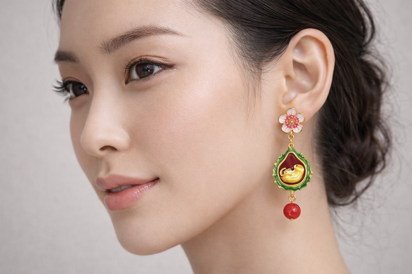 Imperial Blossom Bird Drop Earrings