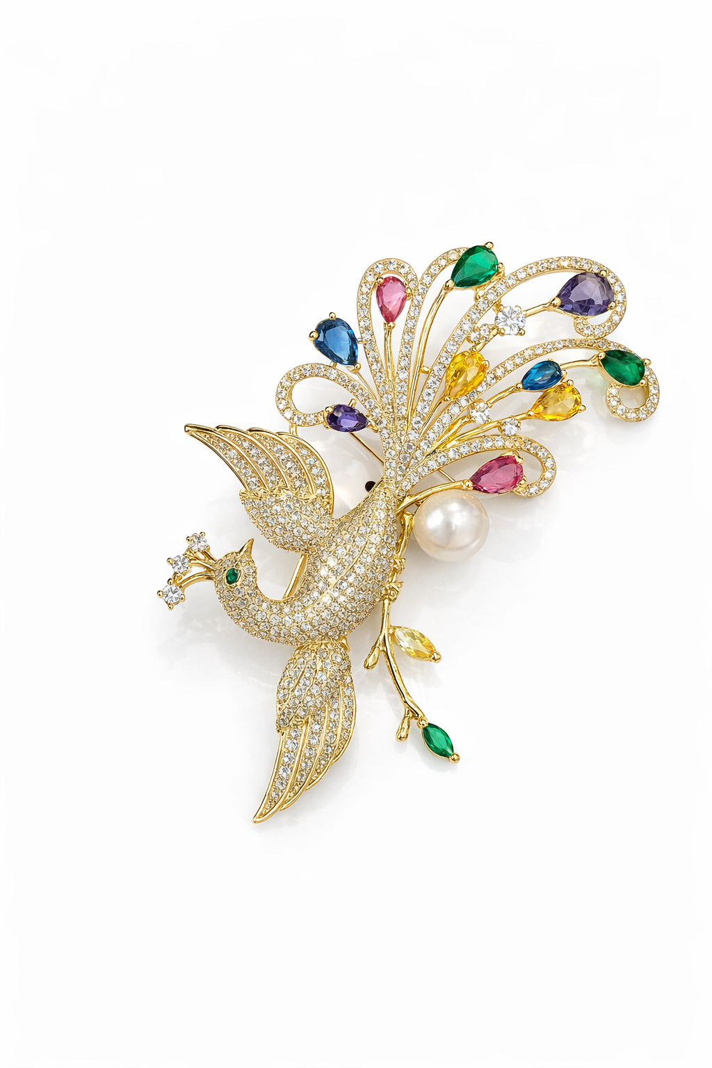 Celestial Plume Bird Brooch