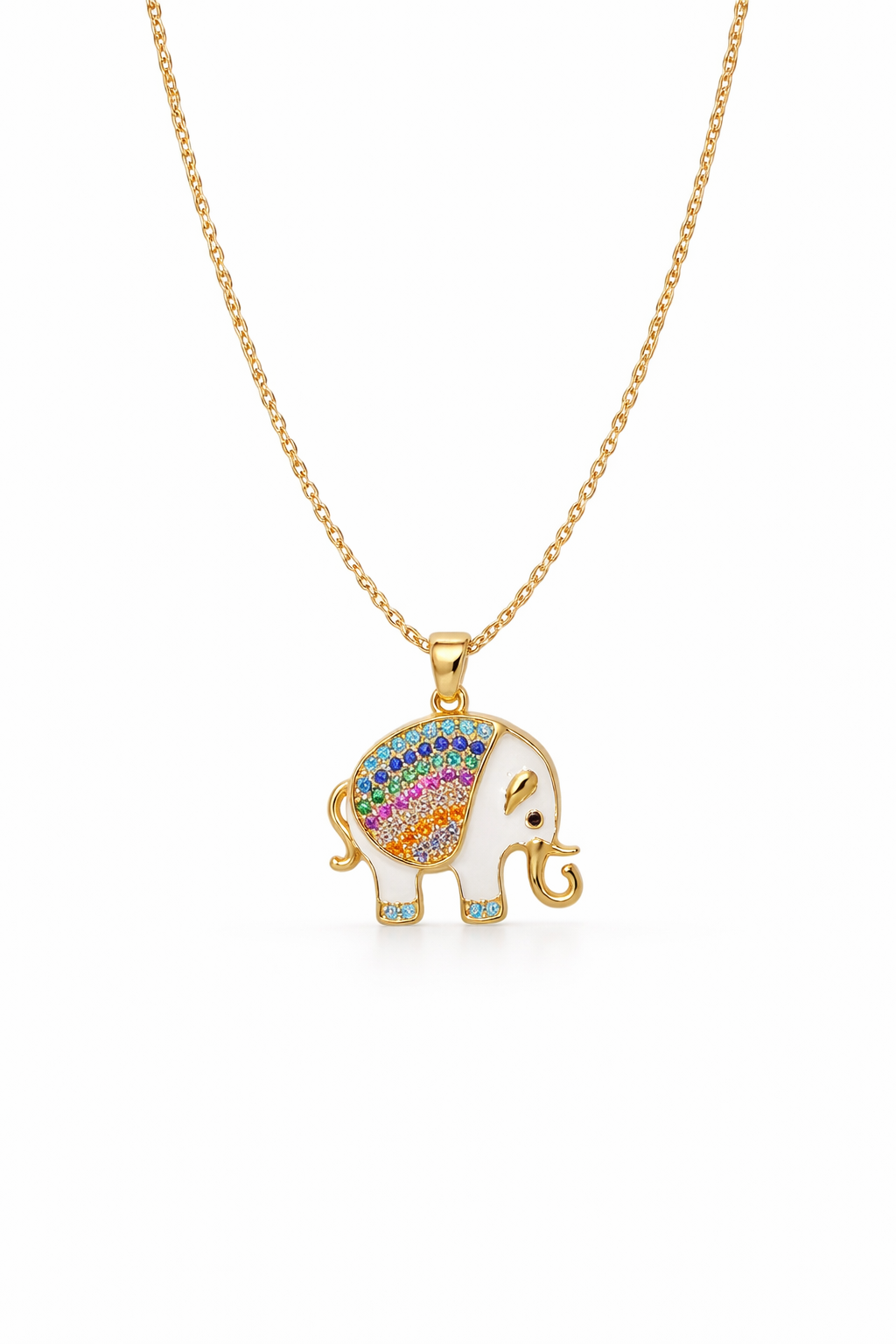 Rainbow Elephant Charm Necklace