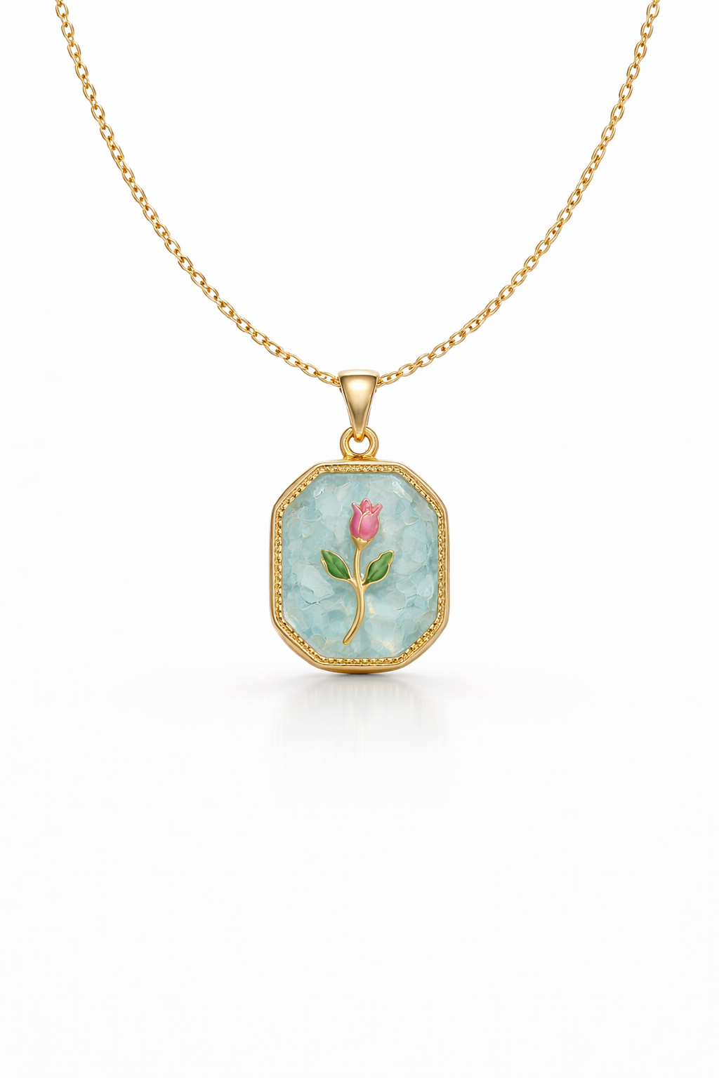 Aqua Bloom Pendant Necklace
