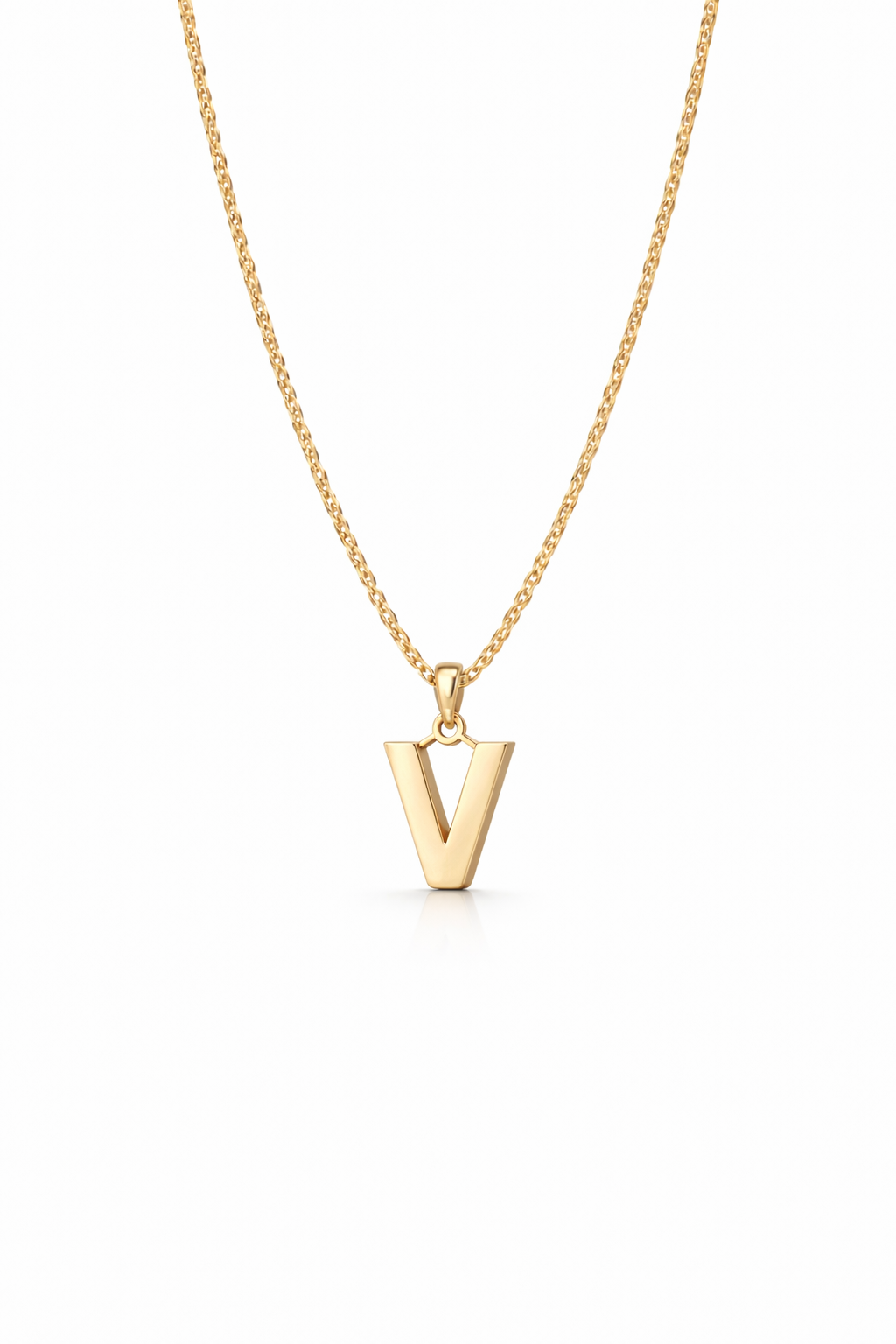Golden Initial “V” Pendant Necklace