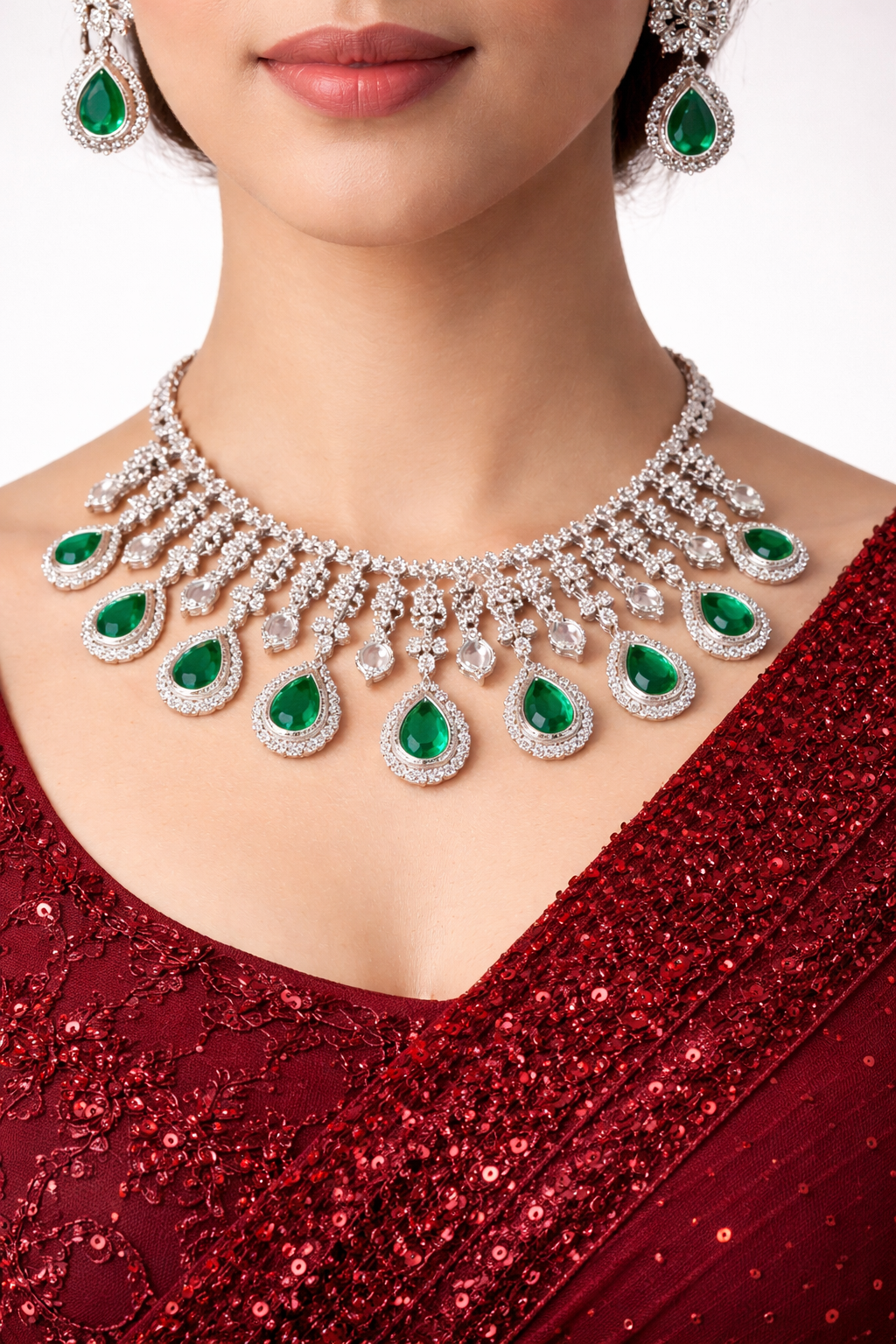 Emerald Cascade Halo Set