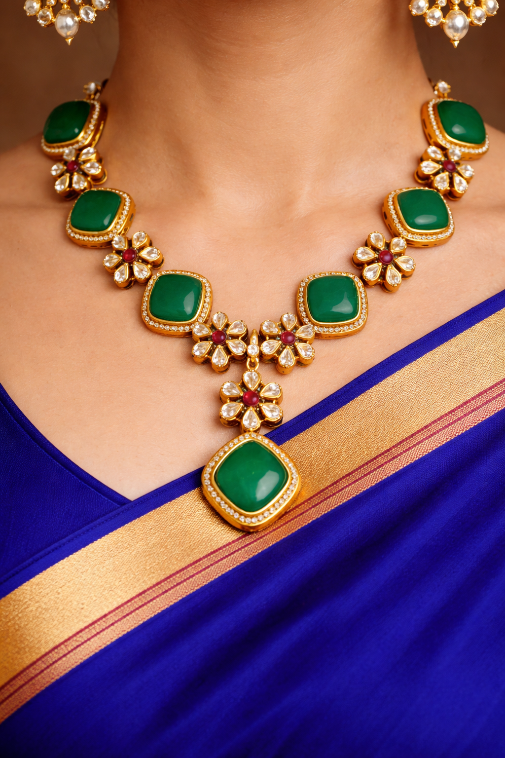 Emerald Blossom Statement Set