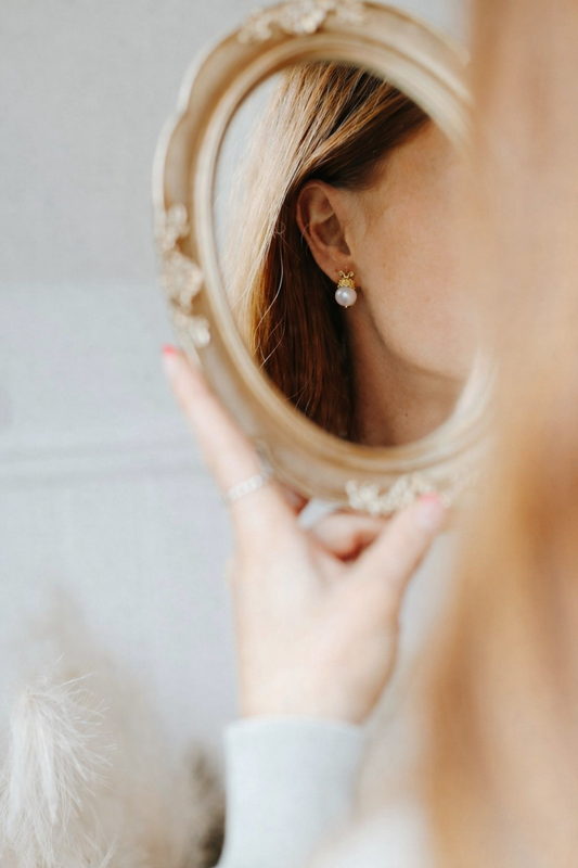 Regal Crown Pearl Stud Earrings