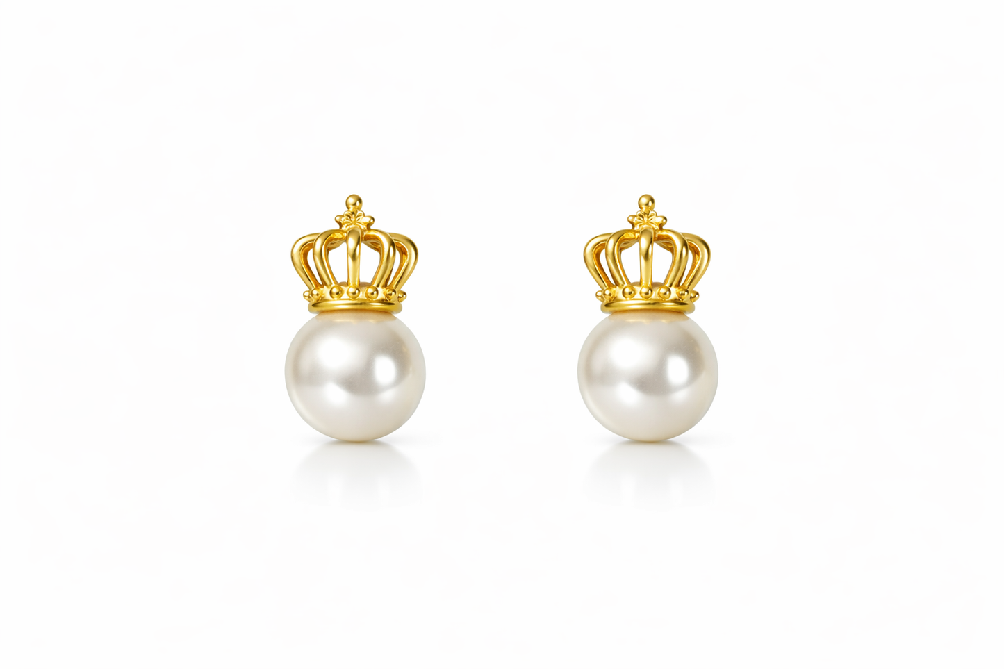 Regal Crown Pearl Stud Earrings
