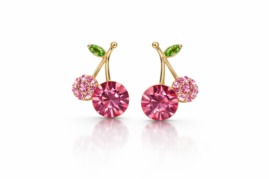 Rosé Cherry Crystal Studs