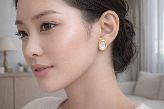 Aurora Oval Moonstone Studs