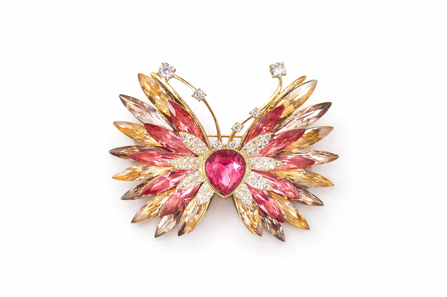 Rosé Radiance Wing Brooch