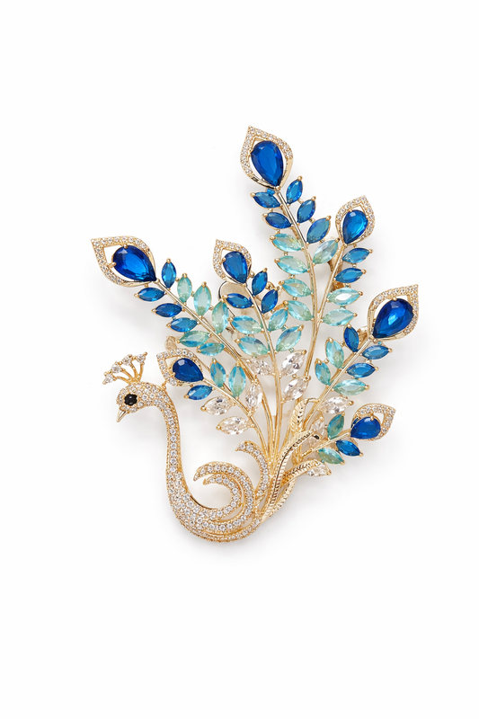 Azure Royale Peacock Brooch