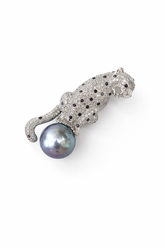 Midnight Panther Pearl Brooch