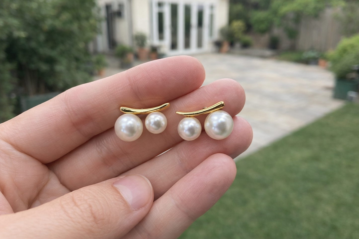 Golden Duet Pearl Earrings