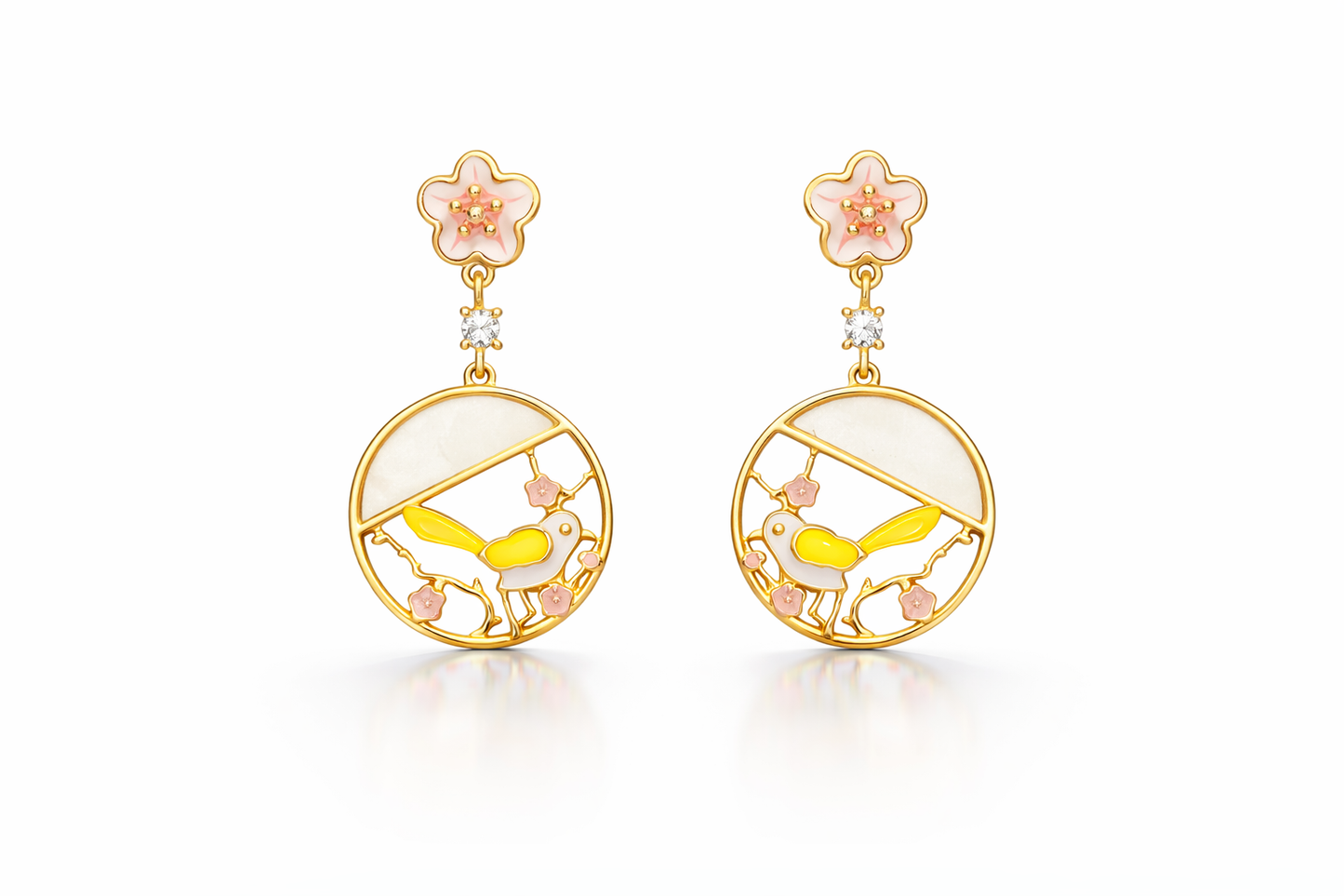 Golden Songbird Blossom Earrings