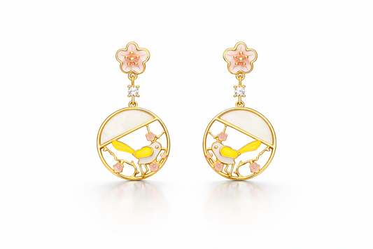 Golden Songbird Blossom Earrings