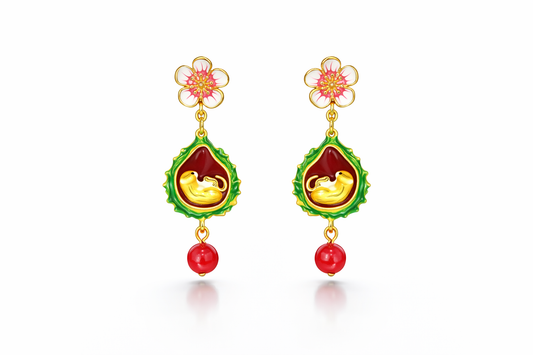 Imperial Blossom Bird Drop Earrings