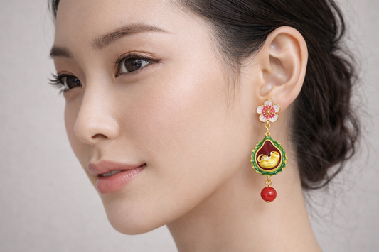 Imperial Blossom Bird Drop Earrings