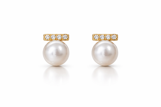 Celeste Pearl Bar Studs