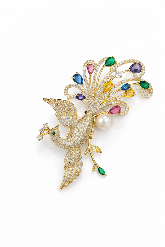 Celestial Plume Bird Brooch