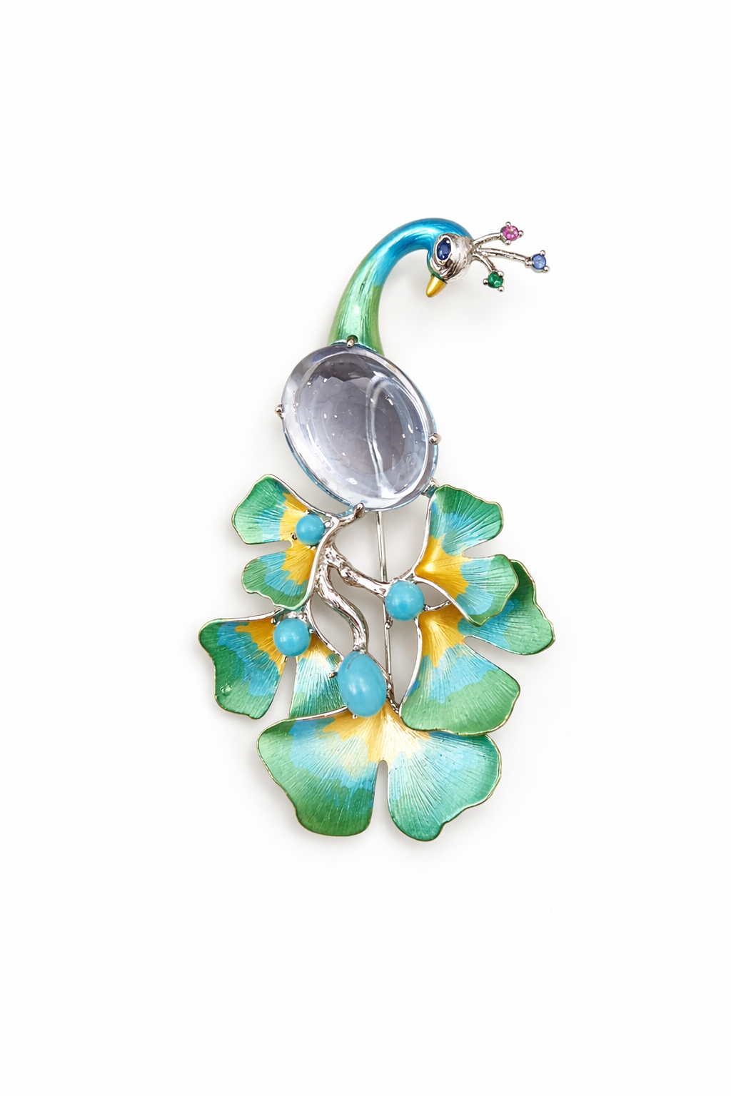 Celestia Peacock Crystal Brooch