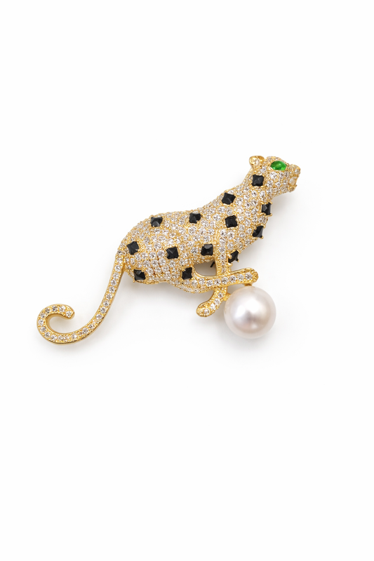 Royal Pearl Panther Brooch