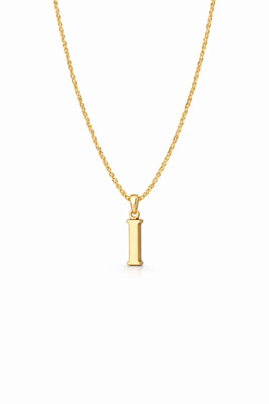 Golden Initial “I” Pendant Necklace