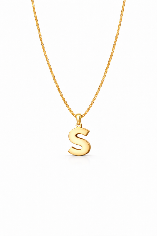 Golden Initial “S” Pendant Necklace