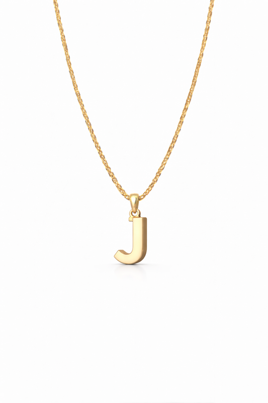 Golden Initial “J” Pendant Necklace