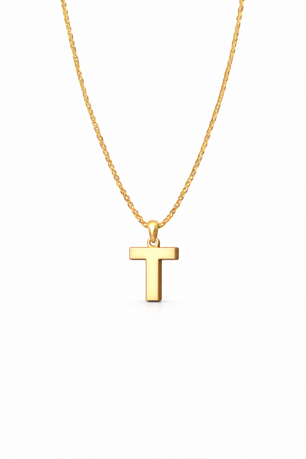 Golden Initial “T” Pendant Necklace