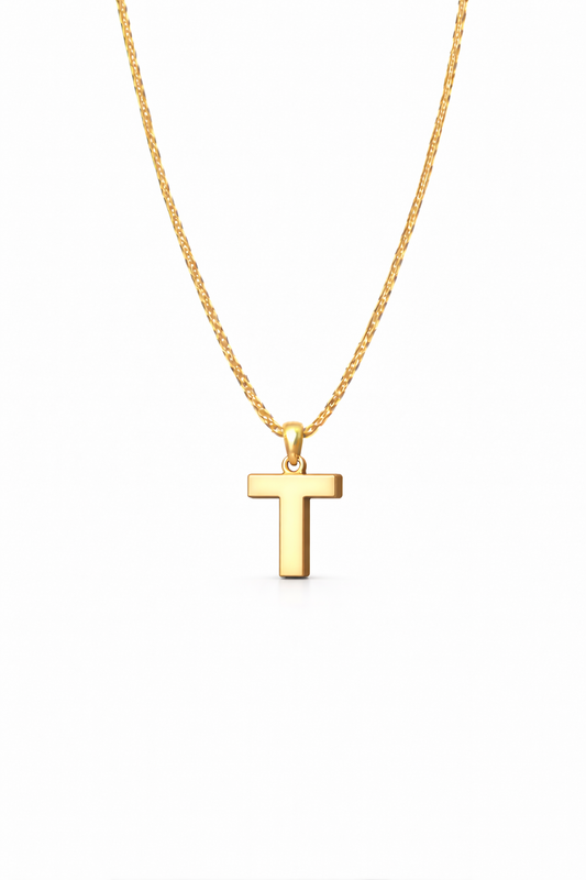 Golden Initial “T” Pendant Necklace