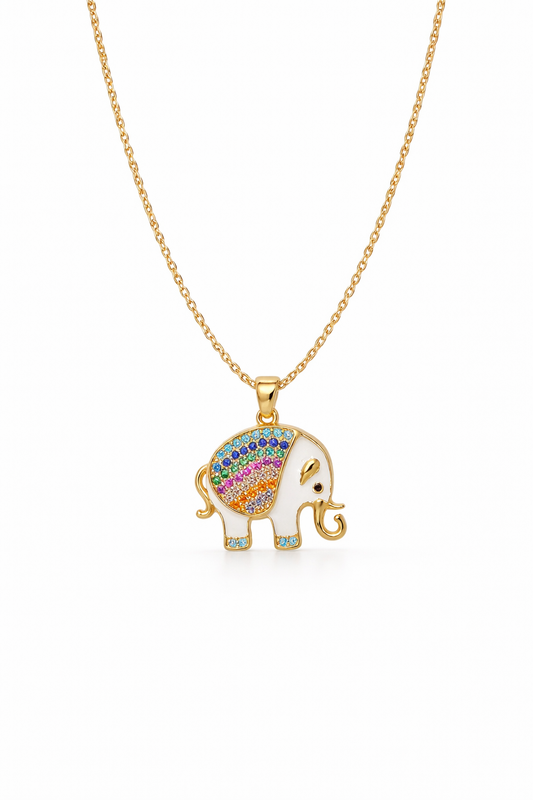Rainbow Elephant Charm Necklace