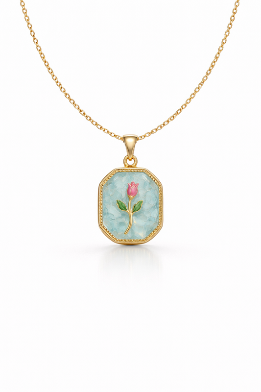 Aqua Bloom Pendant Necklace