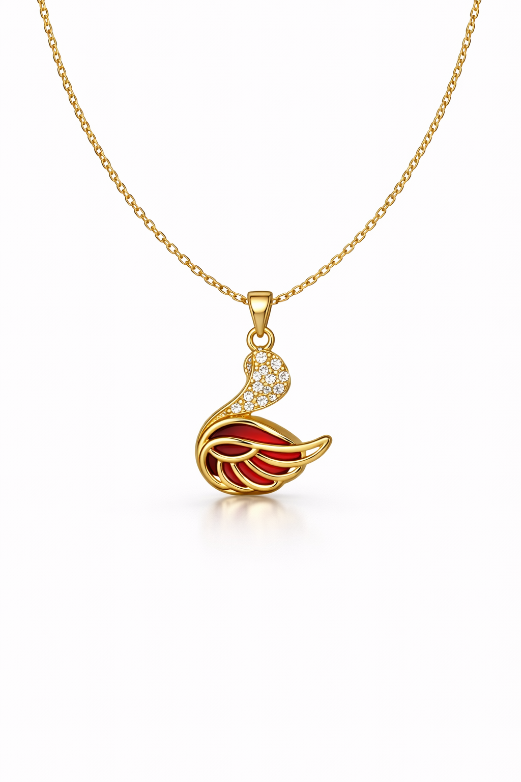 Scarlet Swan Pendant Necklace