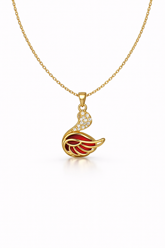 Scarlet Swan Pendant Necklace