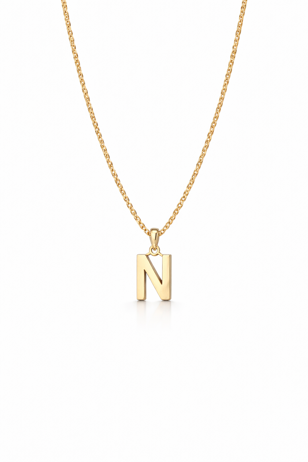 Golden Initial "N"  Pendant Necklace