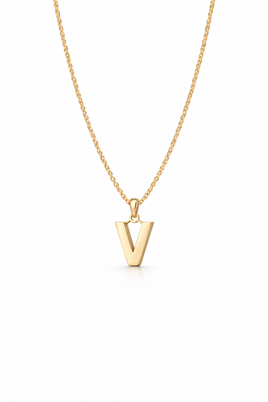 Golden Initial “V” Pendant Necklace