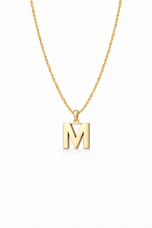 Golden Initial “M” Pendant Necklace
