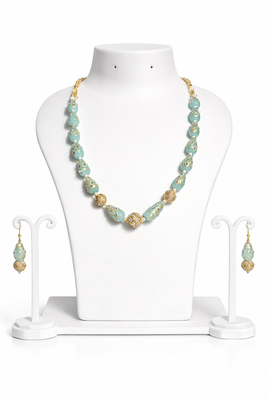 Aqua Pearl Accent Mala