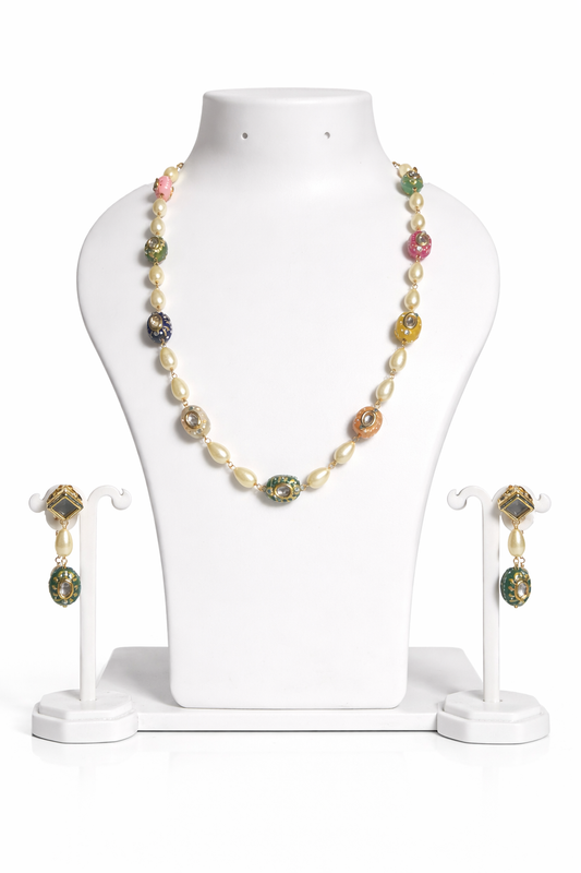 Rangrez Pearl Charm Necklace Set