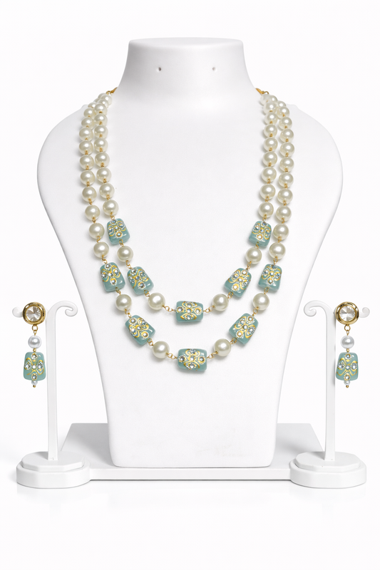 Neerja Pearl Meenakari Layered Necklace Set
