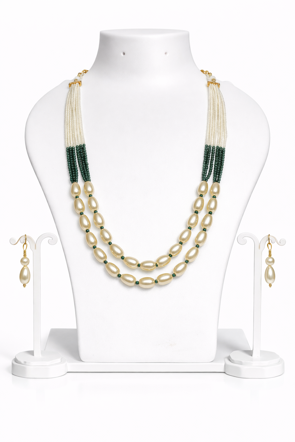 Emerald Pearl Layered Mala Set