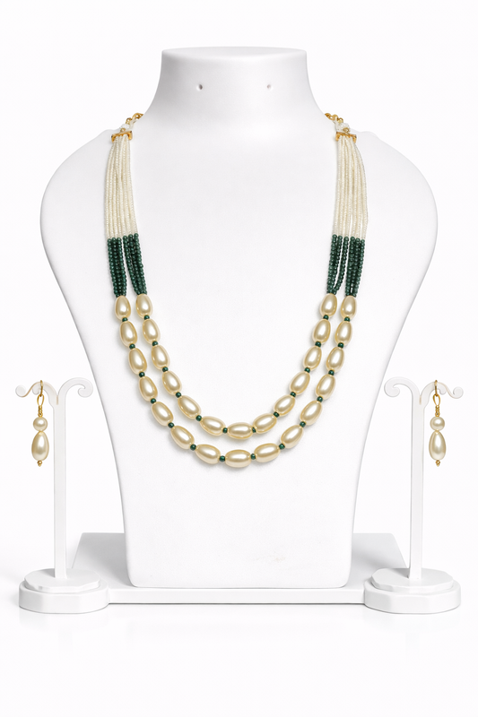 Emerald Pearl Layered Mala Set