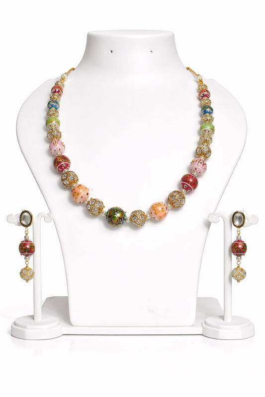 Rangriti Polki Bead Necklace Set
