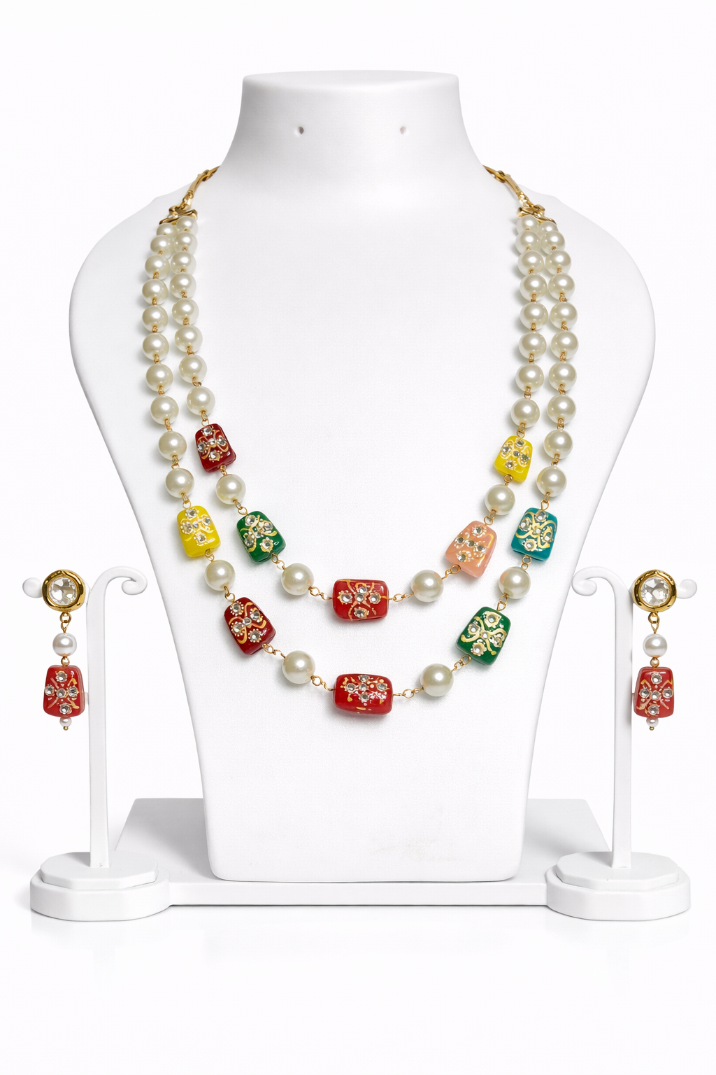 Rangriti Pearl Meenakari Necklace Set