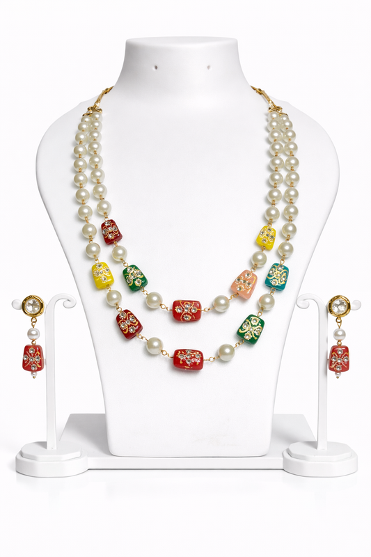 Rangriti Pearl Meenakari Necklace Set