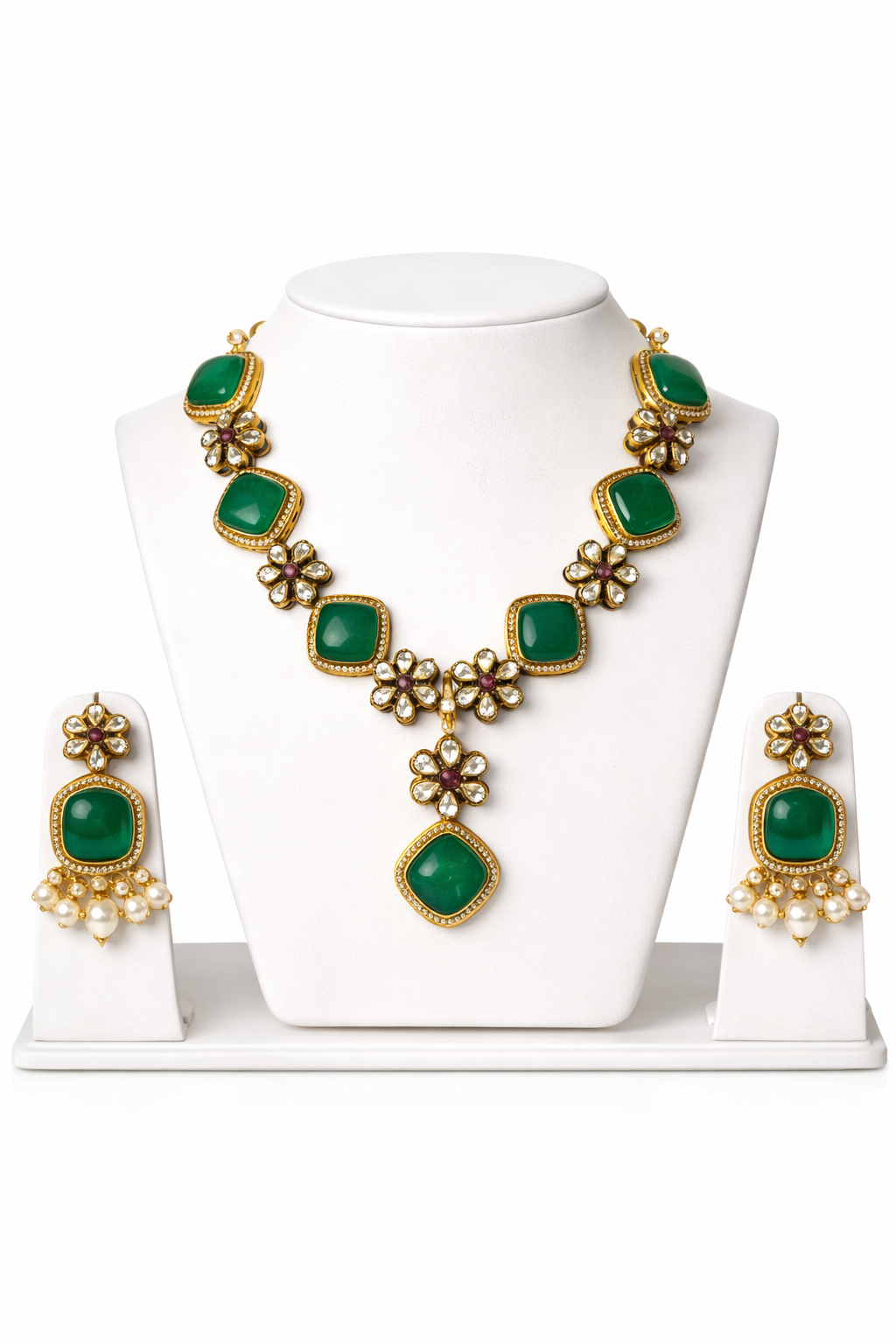 Emerald Blossom Statement Set