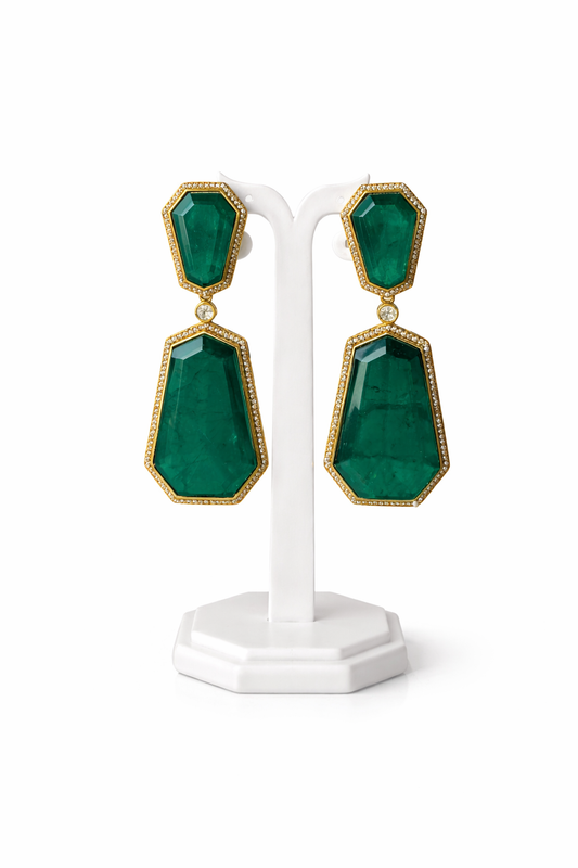 Emerald Facet Drop Earrings