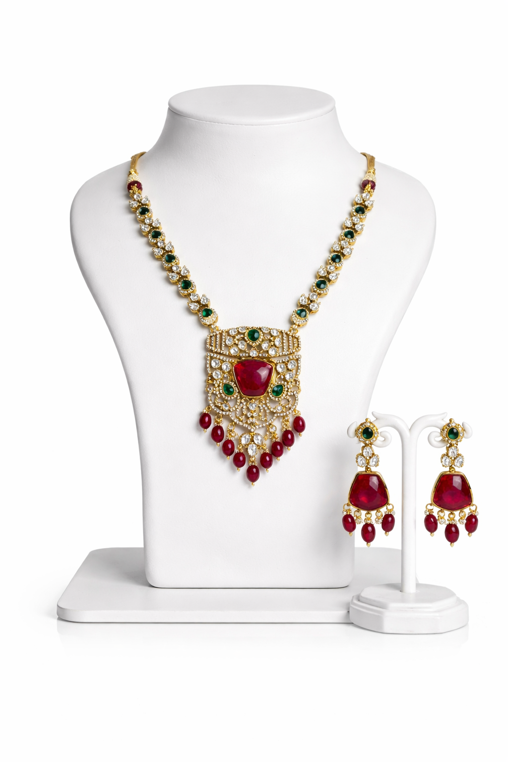 Royal Crimson Pendant Necklace Set