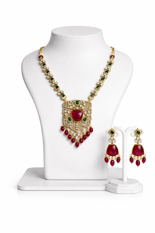 Royal Crimson Pendant Necklace Set