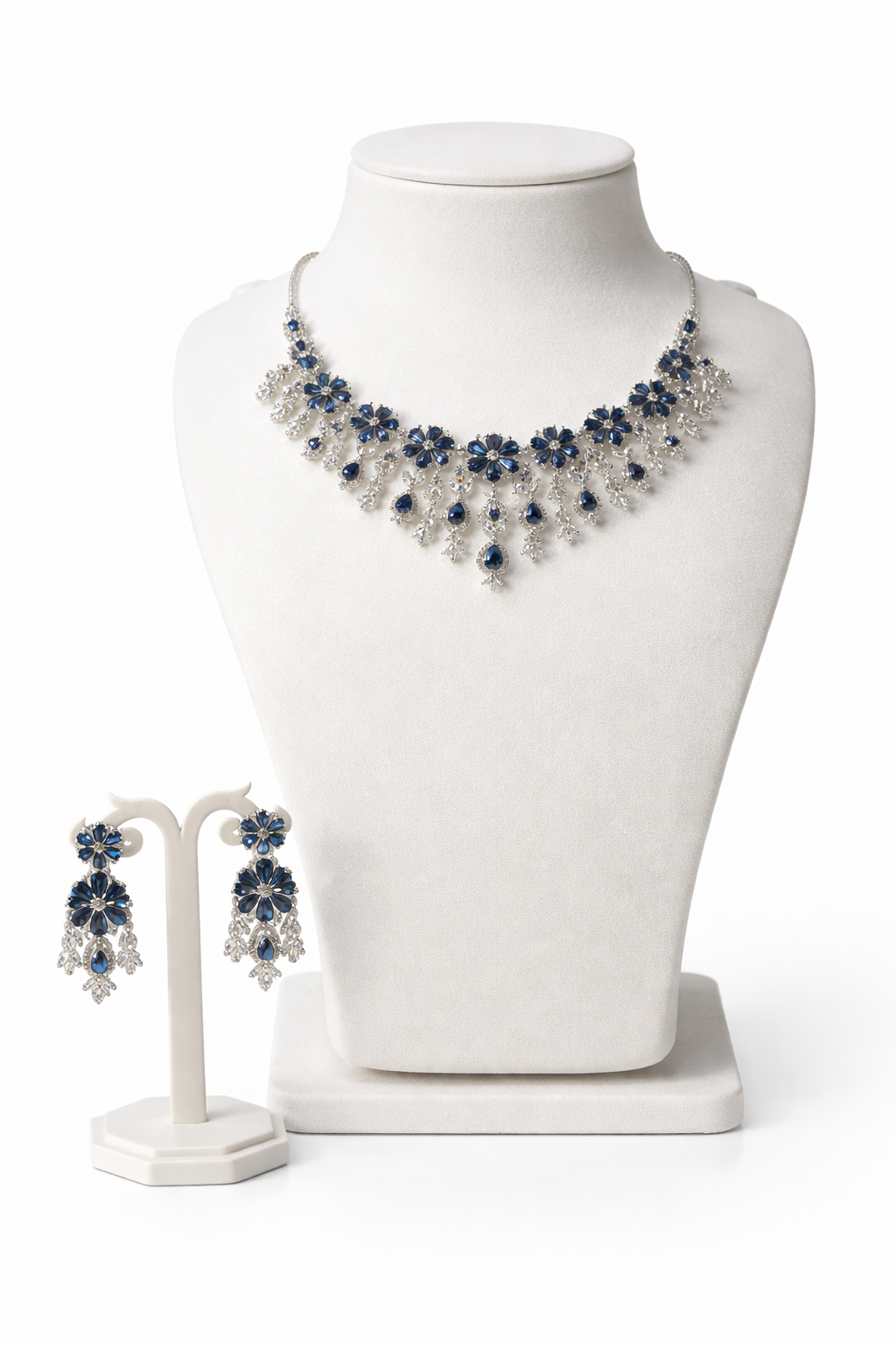 Royal Azure Bloom Necklace Set