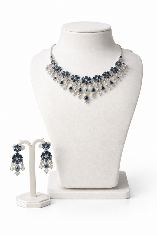 Royal Azure Bloom Necklace Set