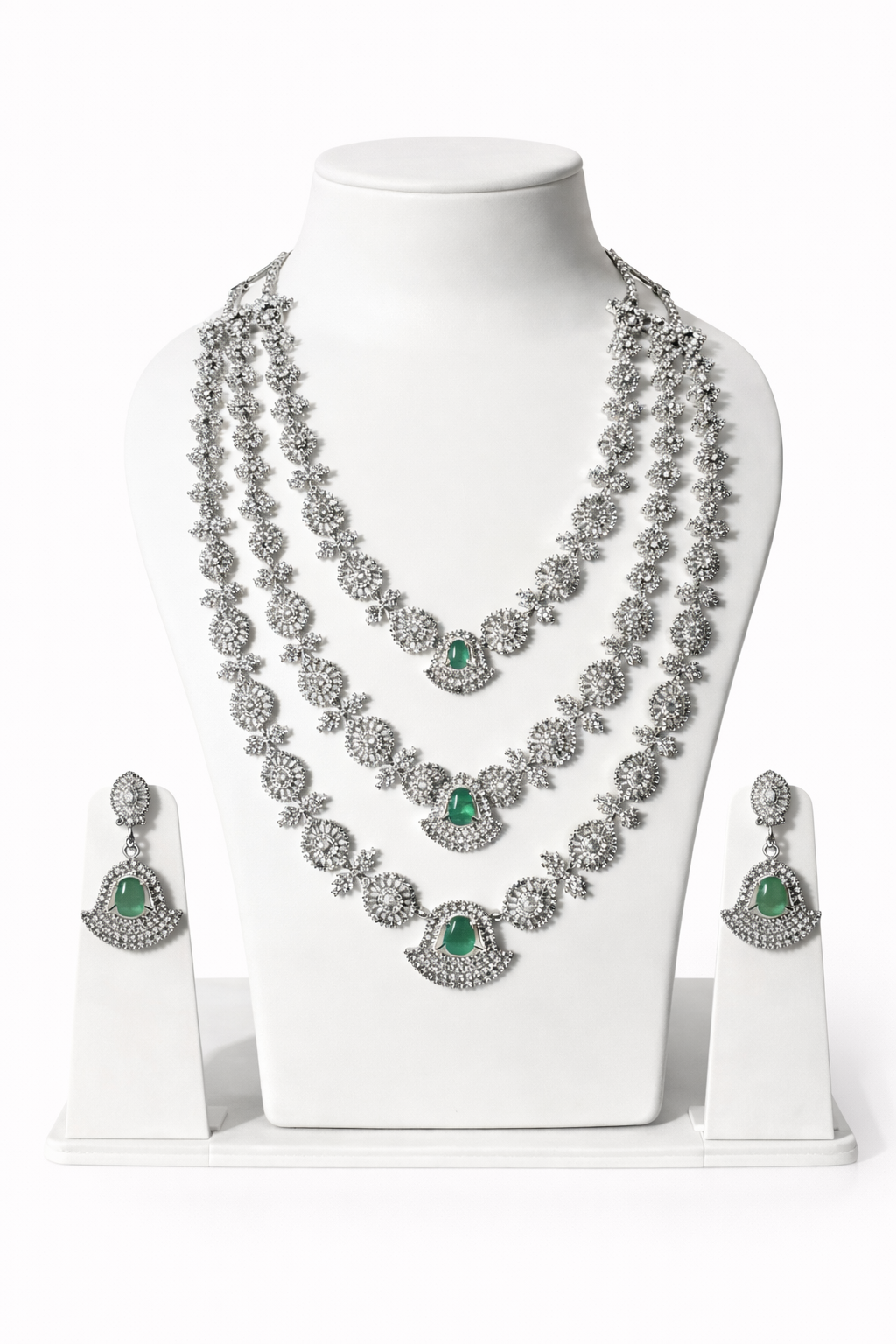 Emerald Royale Triple-Layer Necklace Set